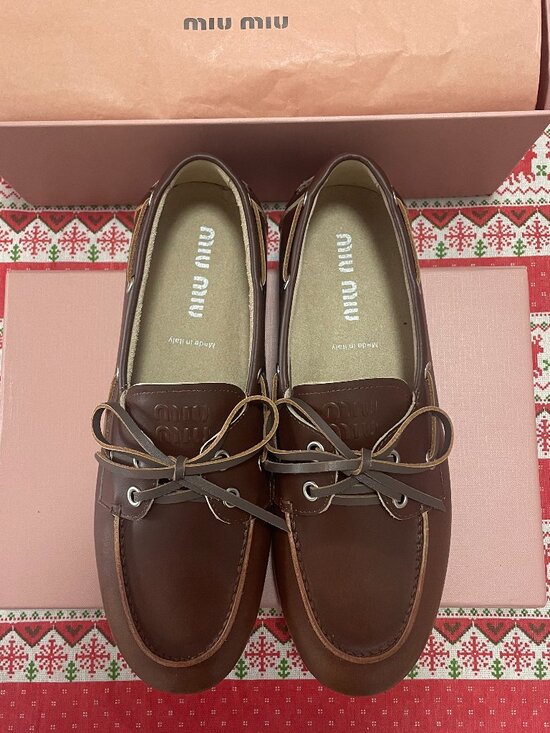 Miu Miu Shoes - Elegant Miu Miu Brown Leather Women's Boat Shoes